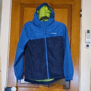 Kids Eddie Bauer Navy and Lime Hooded Jacket